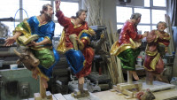 sochy 16 sochy Evangelistů v průběhu a po rekonstrukci polychromie